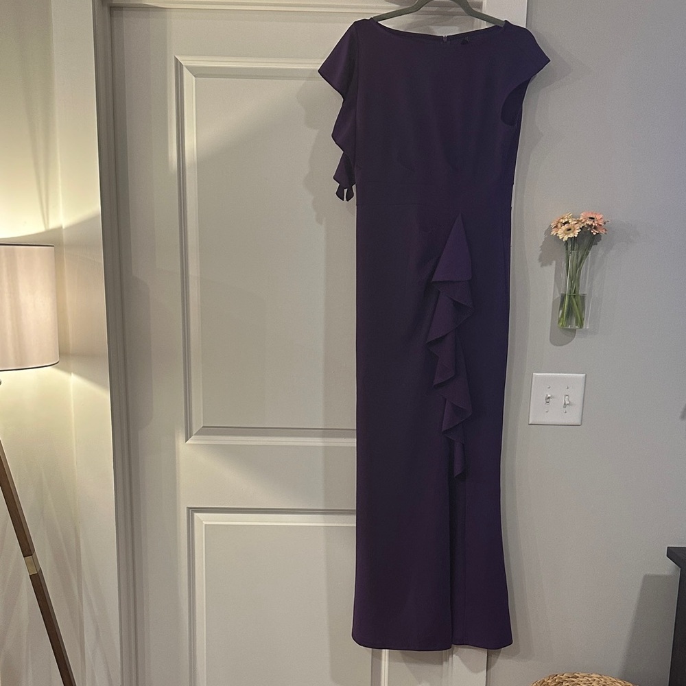 Floor Length Purple Women's Dress with Ruffles, L 💜